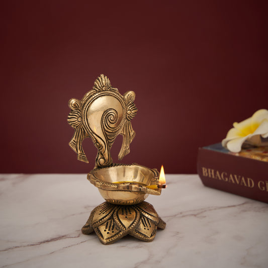 Brass Shank/Sangu Diya Single Wick