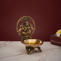 Brass Decorative Goddess Laxmi Diya With Stand