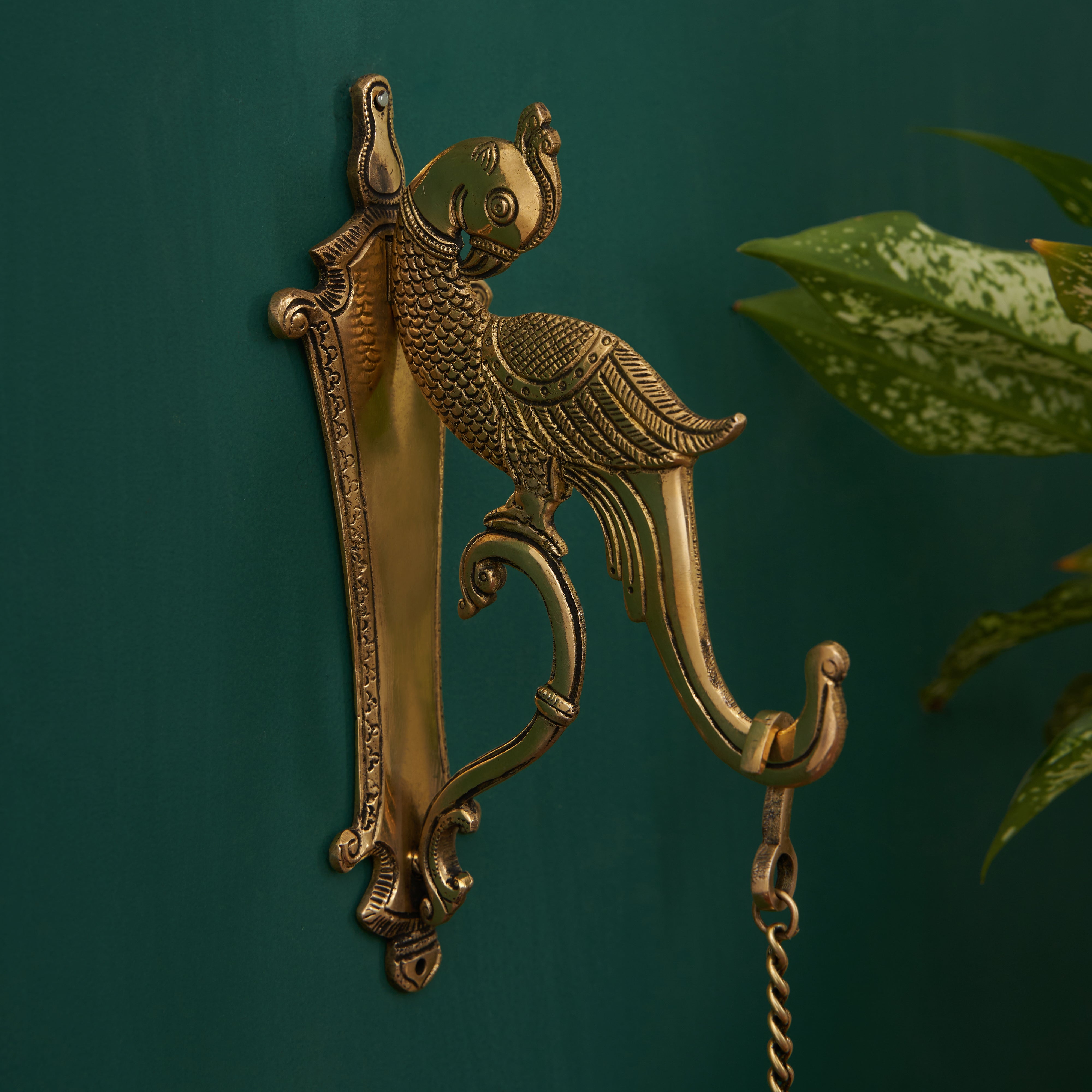 Brass Parrot Design Wall Hook