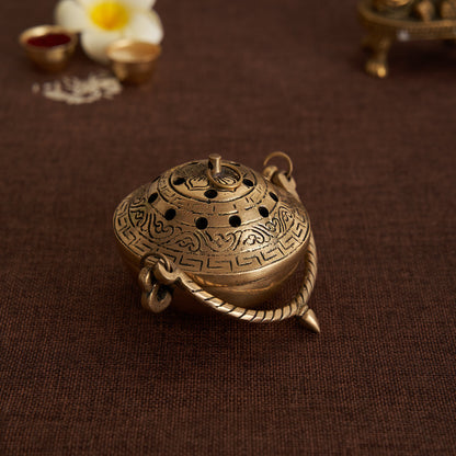 Brass Small Dhoop Dani With Gift Box And Dhoop