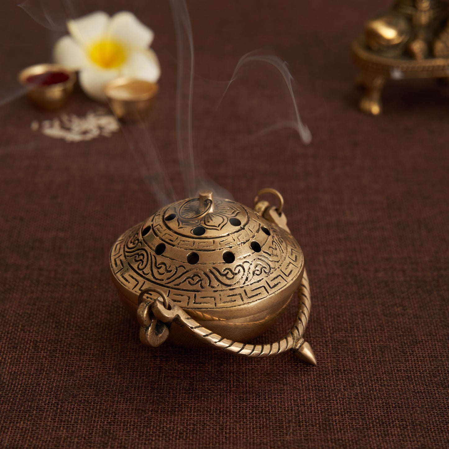 Brass Small DhoopDani & Incense Burner with Handle