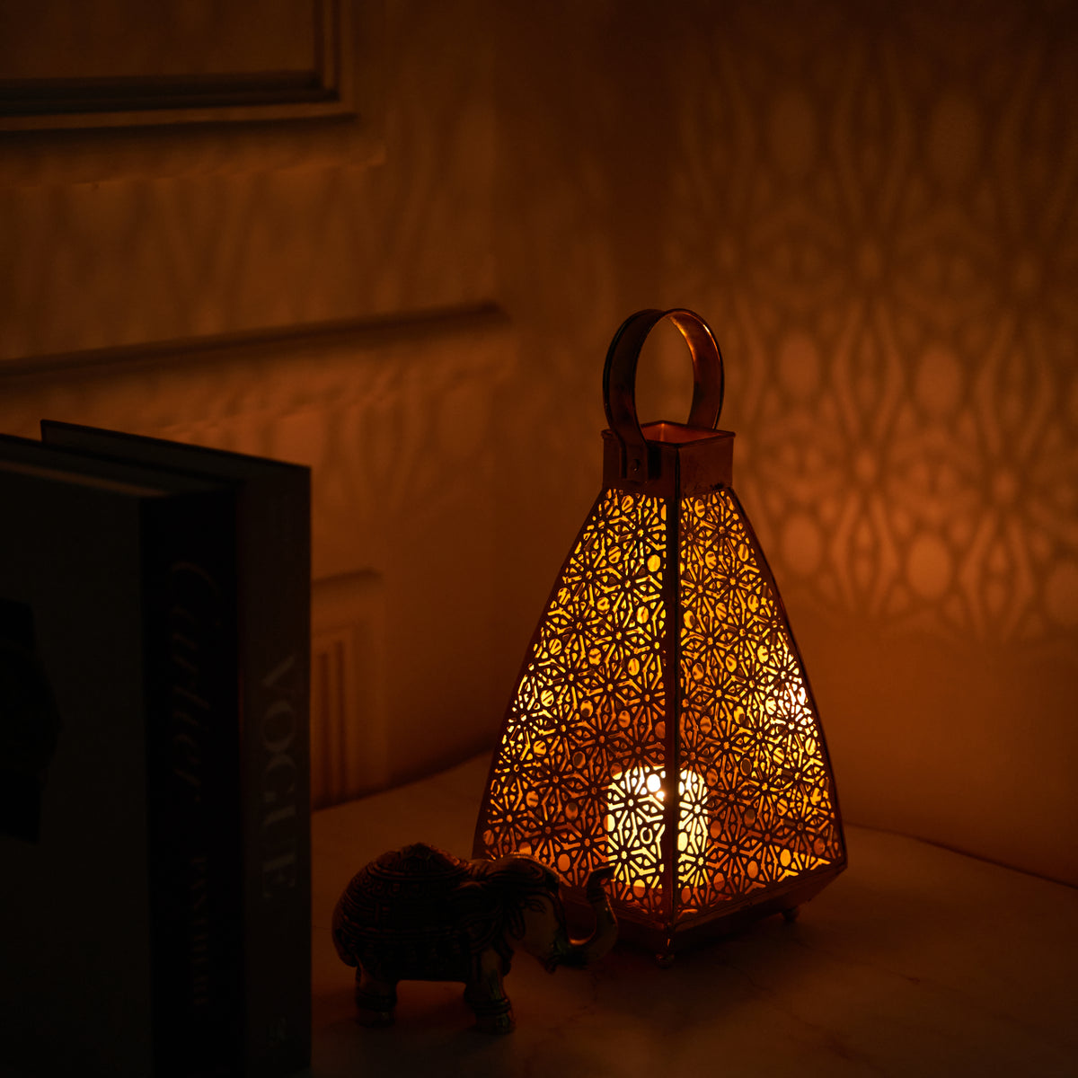 Snowflake Shaped Tea Light/Candle Metal Lantern Hanging